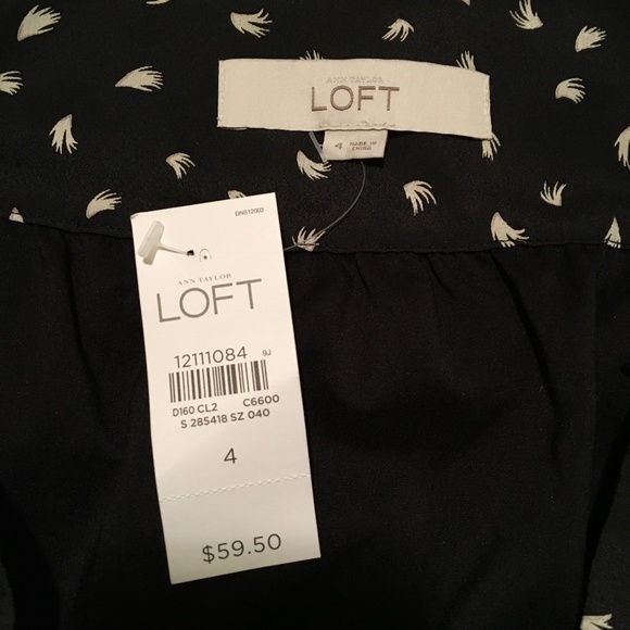 LOFT Black Skirt with Feather Pattern - Picture 4 of 6